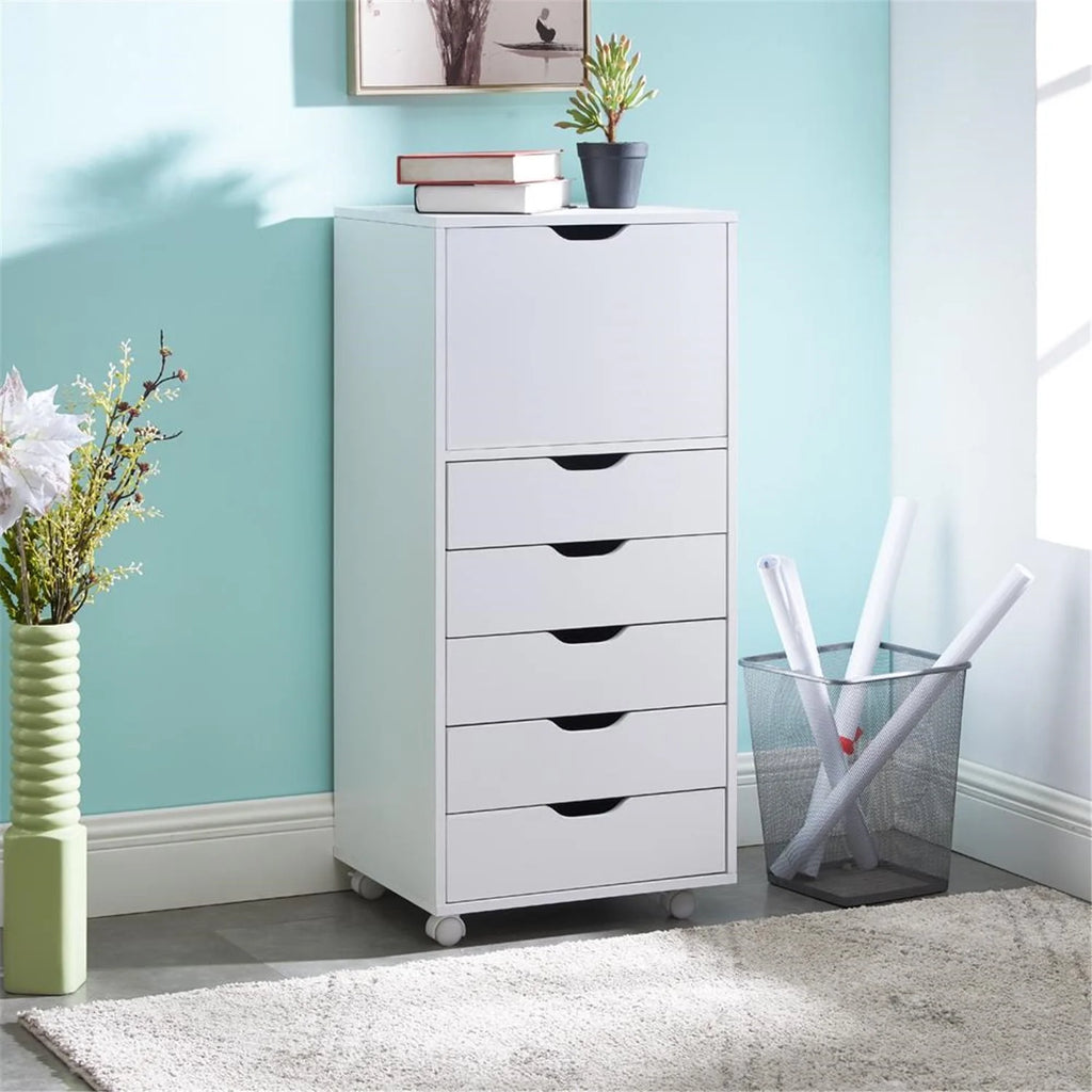 6 Drawer Grey Dresser with Wheels O847103