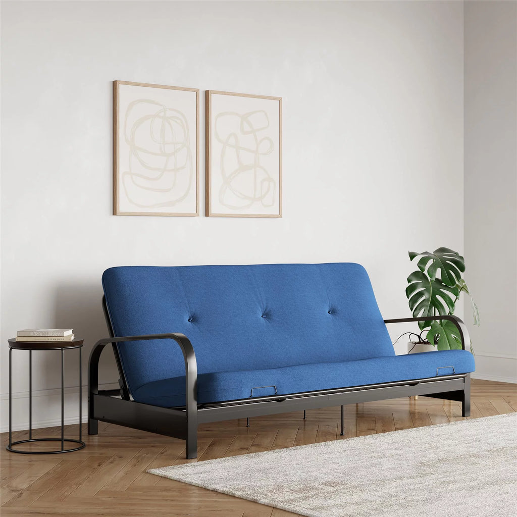 6-Inch Full Black Linen Futon Mattress L23148