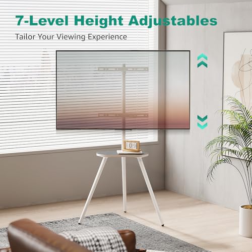 Height Adjustable Swivel TV Stand for 40 to 65 Inch Screen with Wooden Tray L962