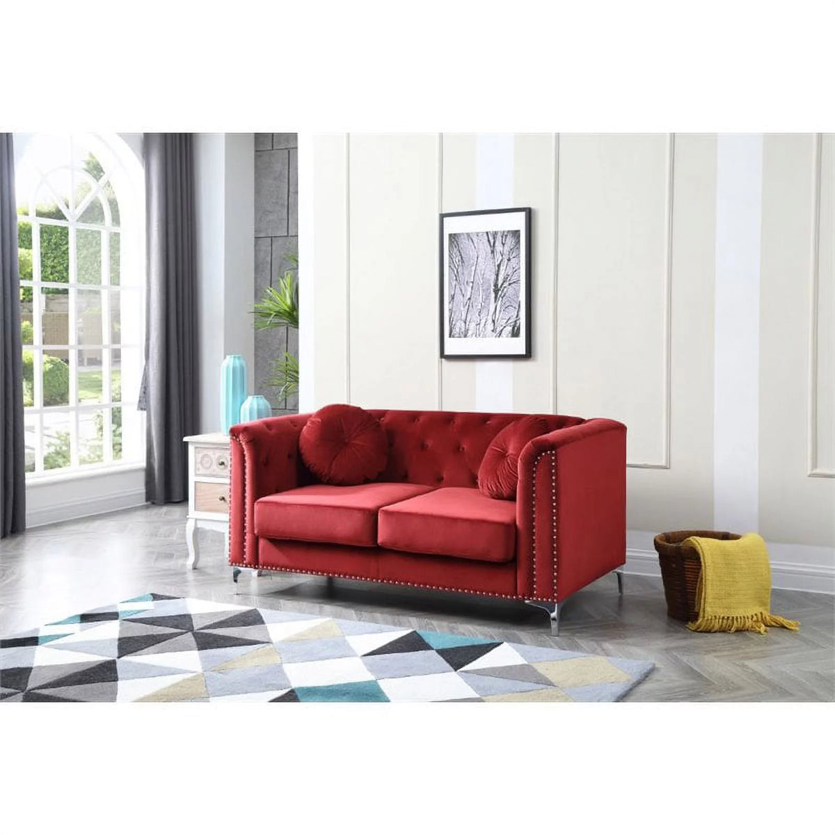 Velvet Sofa Chaise and Loveseat 2-Piece Set Z819012
