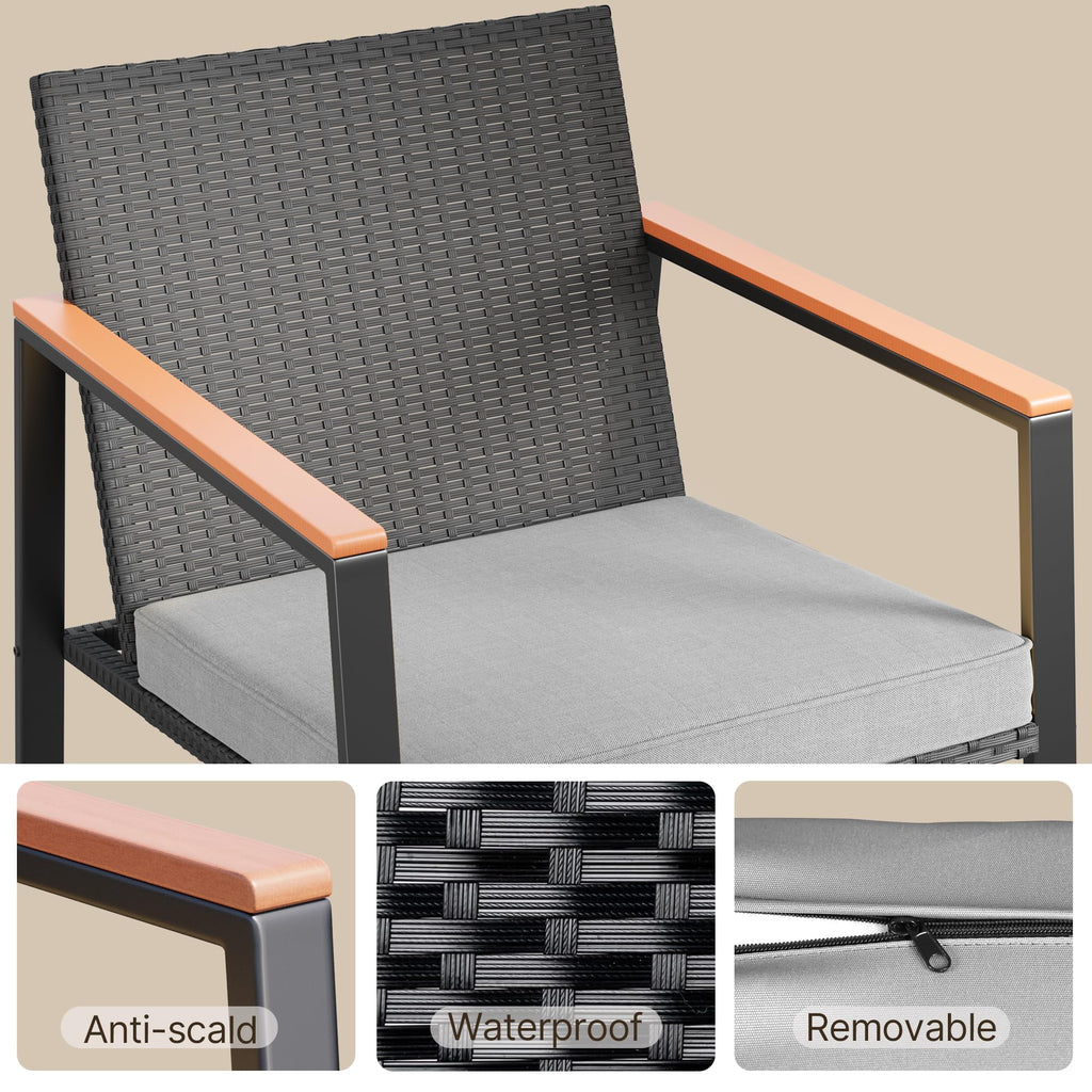 3 Pieces Patio Rocking Chairs Set with Glass Coffee Table T48977