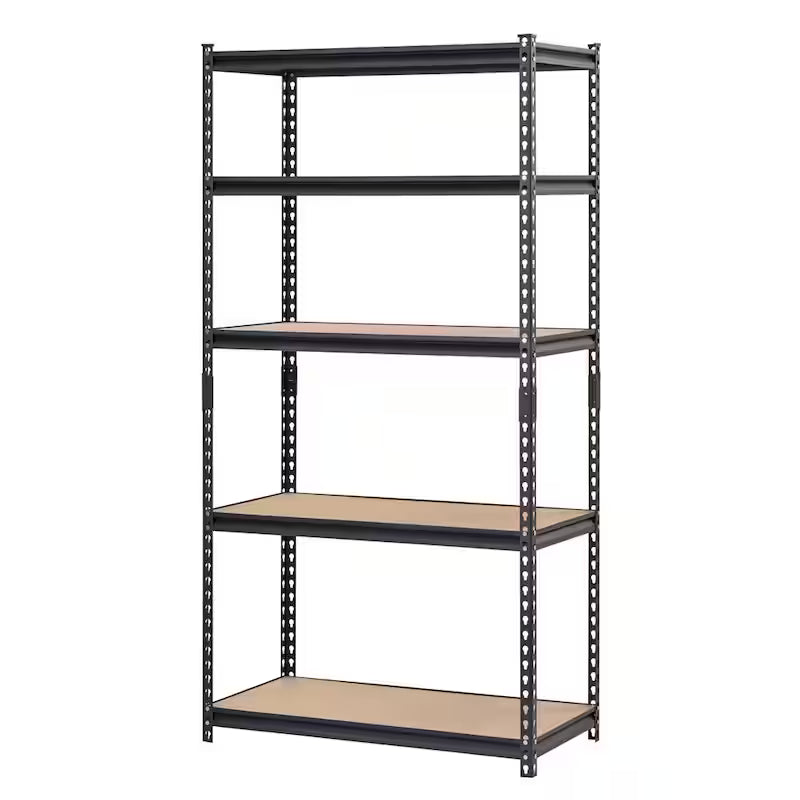 5-Tier Heavy Duty Steel Shelving Unit in Black Z30556