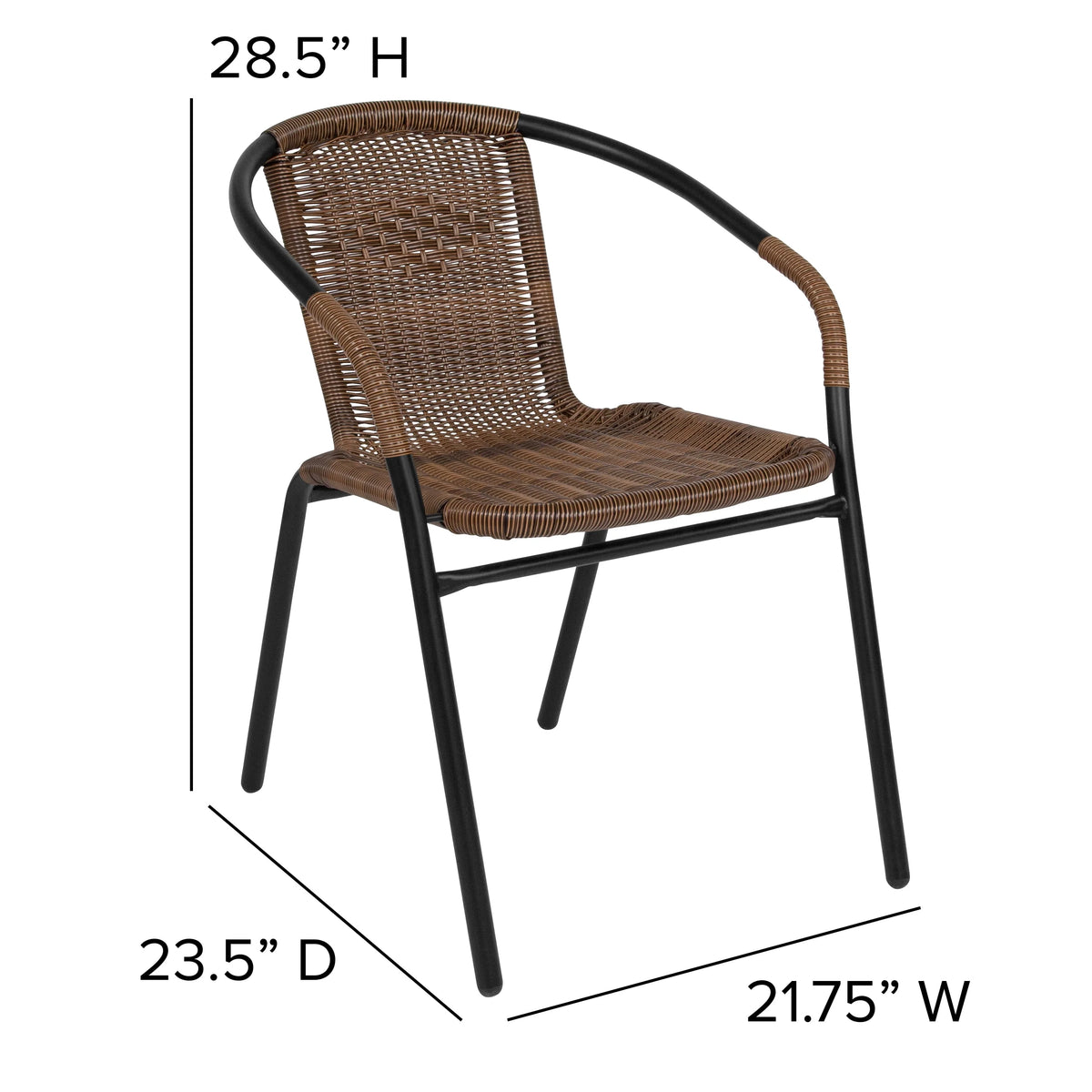 2 Pack Black Rattan Stack Chair G188450