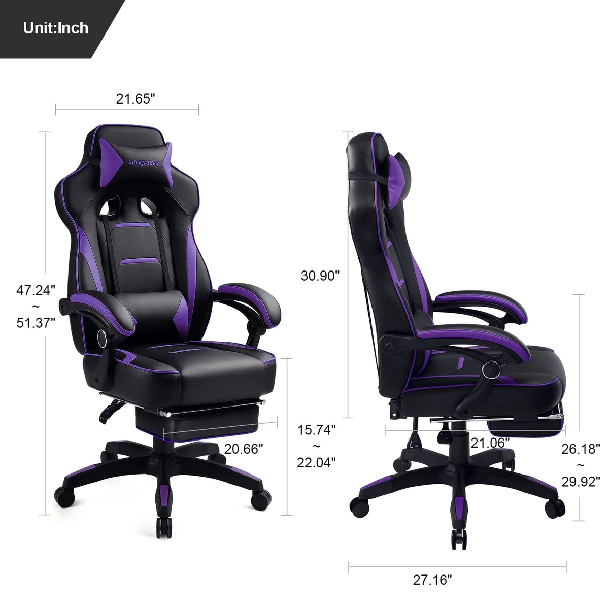 Purple Ergonomic Swivel Gaming Chair F6366