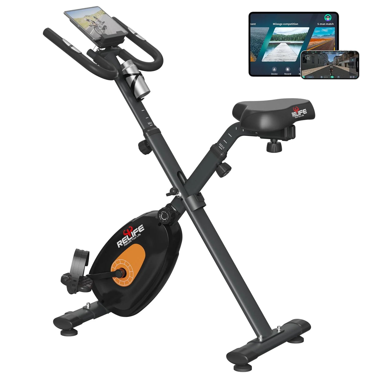 Upright Foldable Stationary Bike Black T198