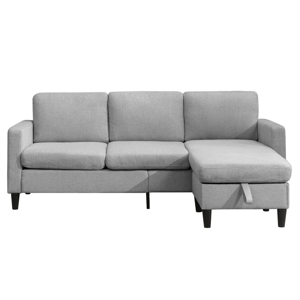 Modern Dark Grey Sectional Sofa with Storage Ottoman L8755