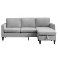 Modern Dark Grey Sectional Sofa with Storage Ottoman L8755