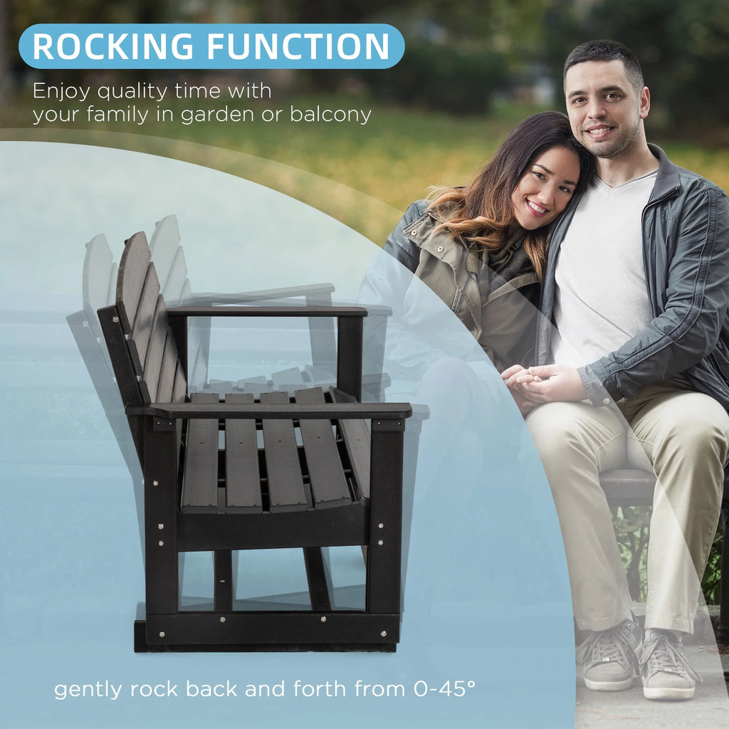 Black HDPE Double Patio Glider Bench S5639