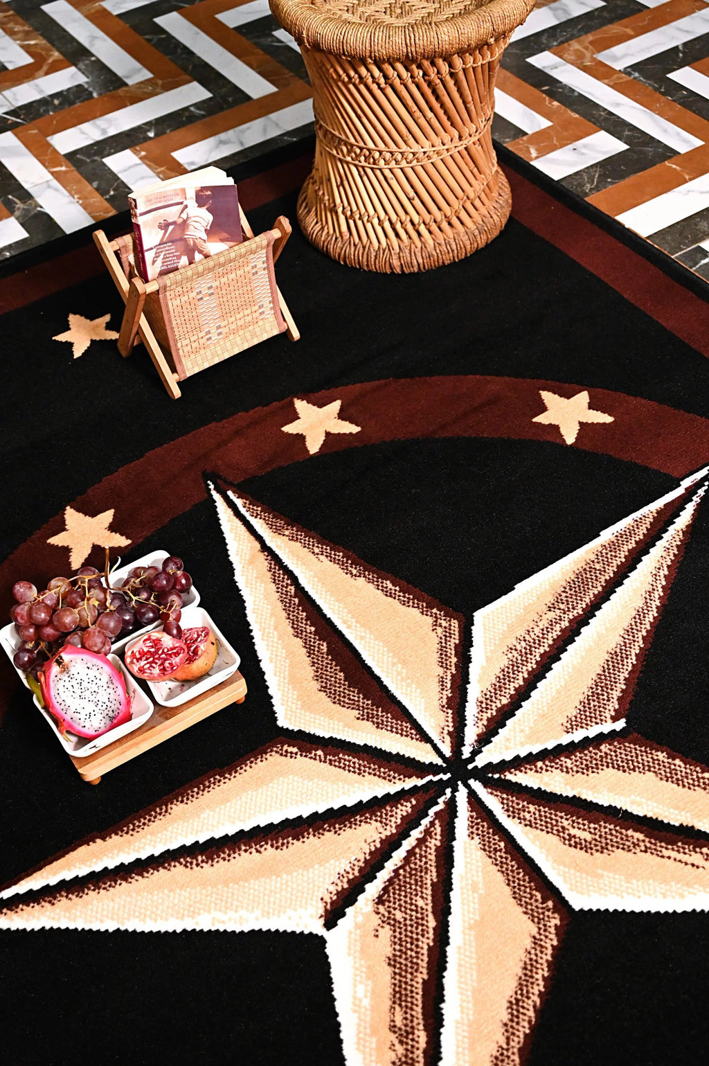 Black 2 ft. x 8 ft. Western Star Area Rug V630628