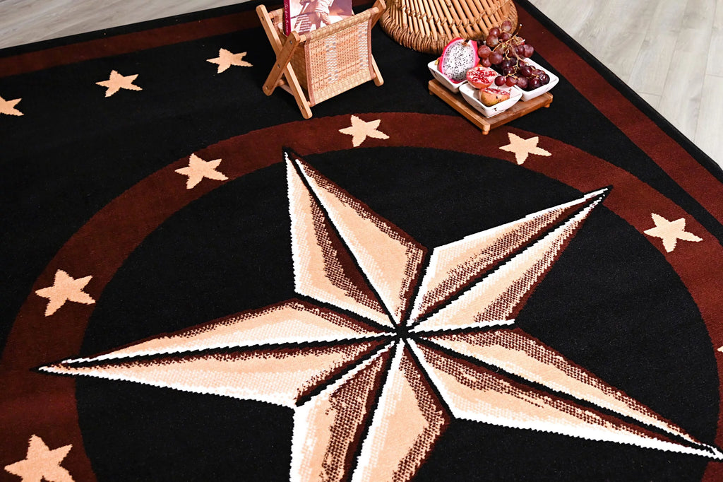 Black 2 ft. x 8 ft. Western Star Area Rug V630628