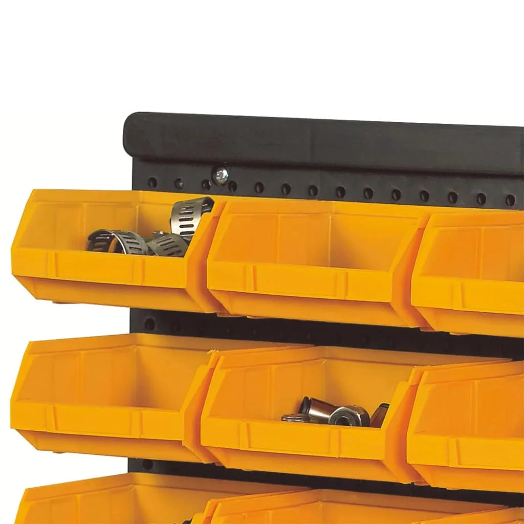 32 Piece Storage Bin Kit with Wall Panels Yellow and Black F75522