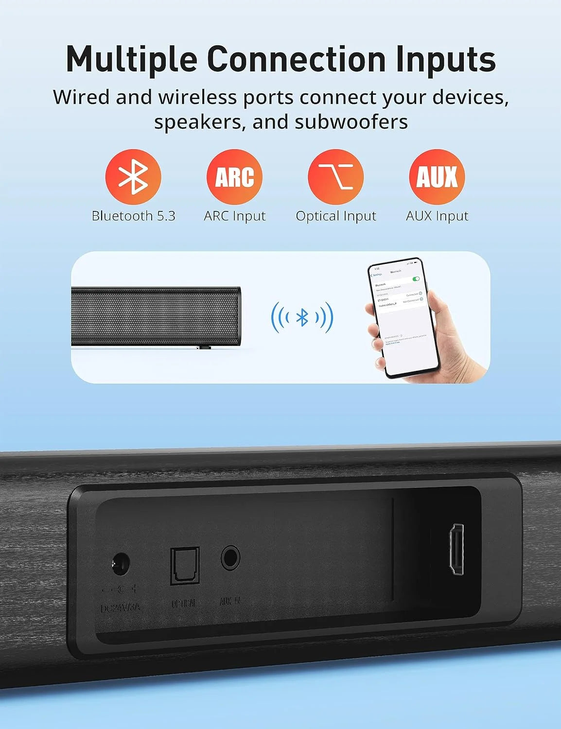 32-inch 50W Wireless Bluetooth Sound Bar J59452