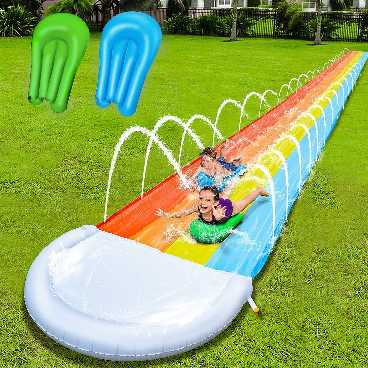 20 Ft Rainbow Water Slide with 2 Water Bodyboards L888