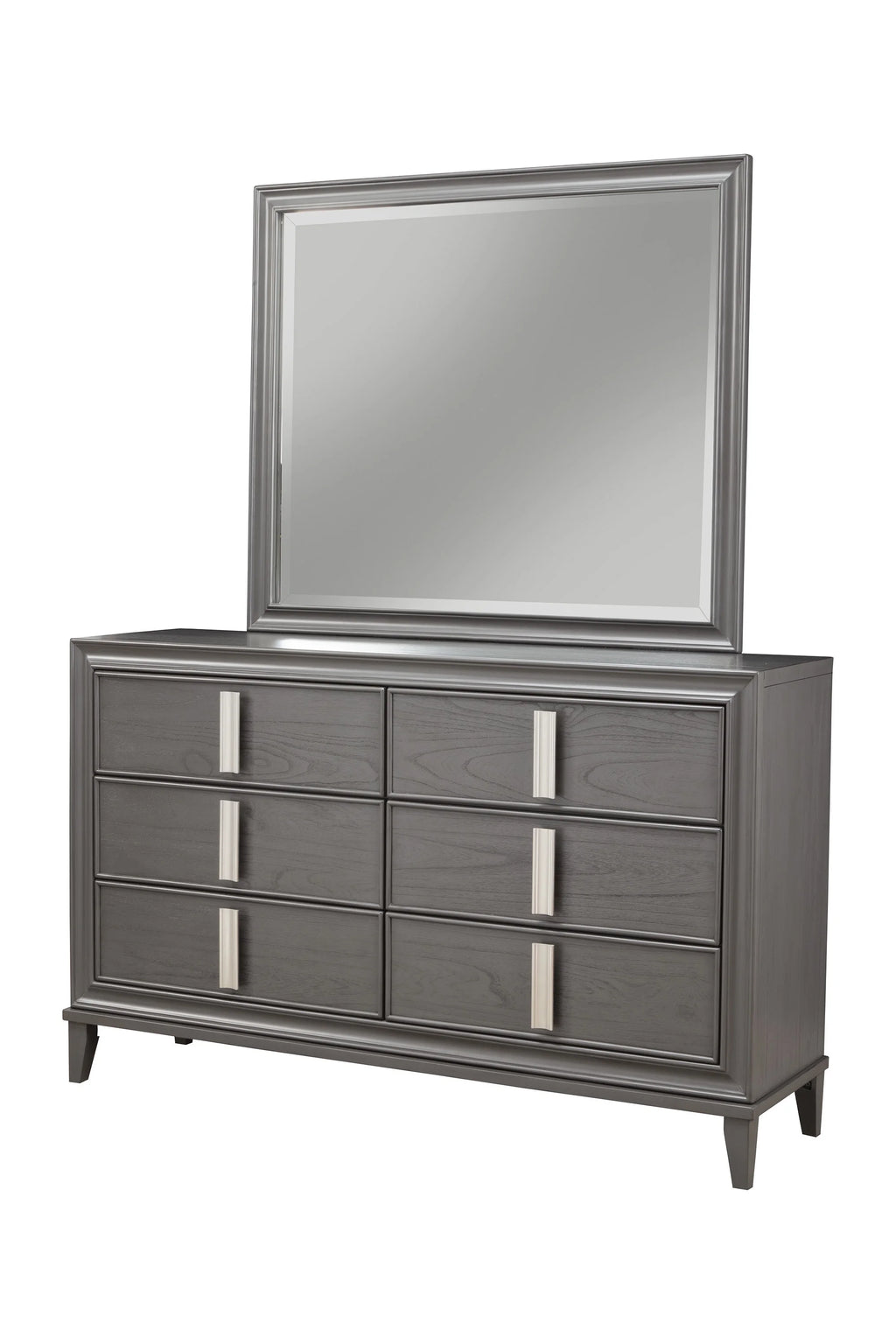 Dark Grey Solid Wood Six Drawer Double Dresser B30979
