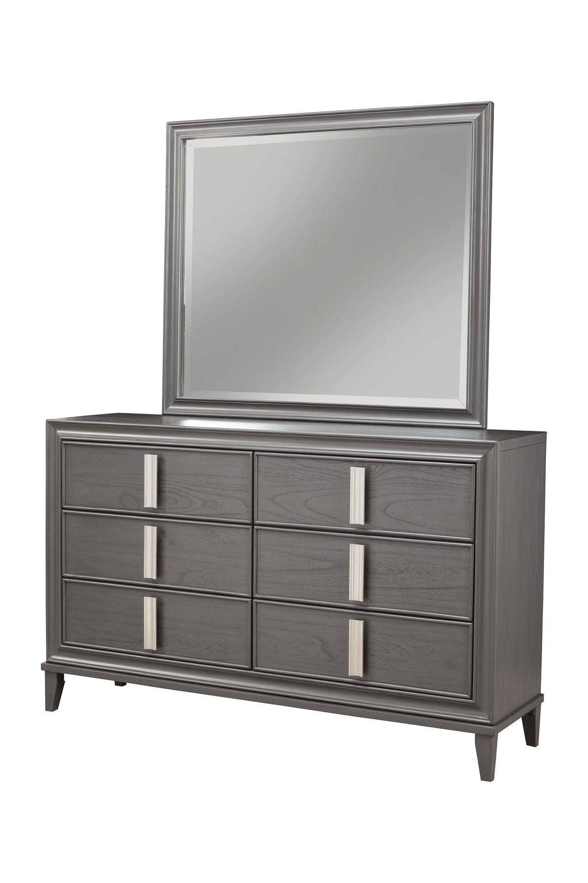 Dark Grey Solid Wood Six Drawer Double Dresser B30979