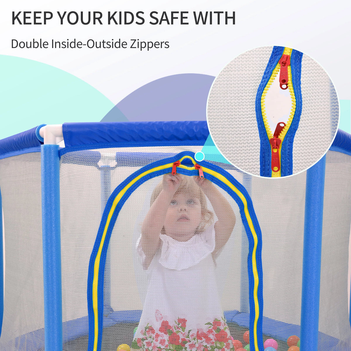 55'' Trampoline with Enclosure Net and Balls D531