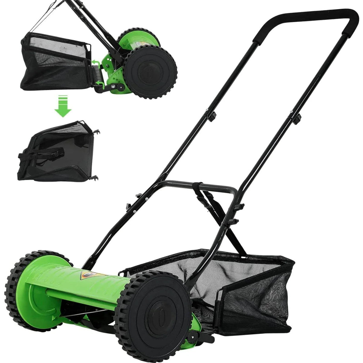 2 Wheels Push Lawn Mower 15-inch Adjustable Walk-Behind with Grass Catcher G929