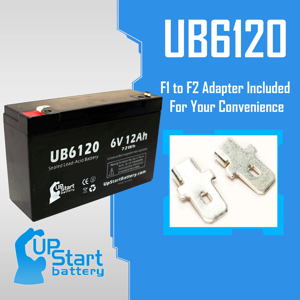 6V 12Ah Sealed Lead Acid Battery with F1 to F2 Terminal Adapters Q94241