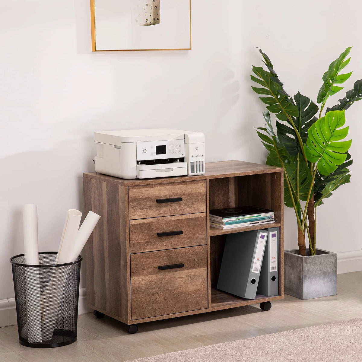 6 Drawer Grey Dresser with Wheels O847103