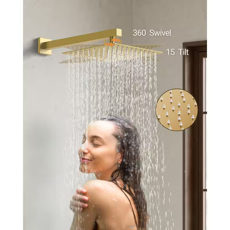 10 in. Wall Mount Shower Head and Tub Faucet 2.5 GPM Brushed Gold E720