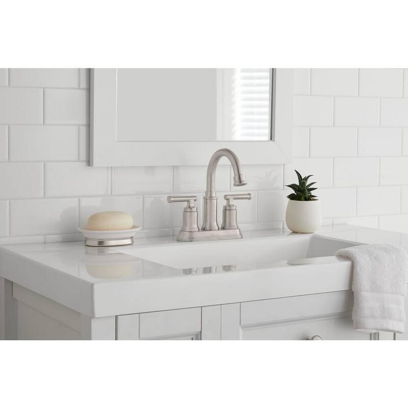 4 in. Centerset Double Handle High-Arc Bathroom Faucet Brushed Nickel A11821