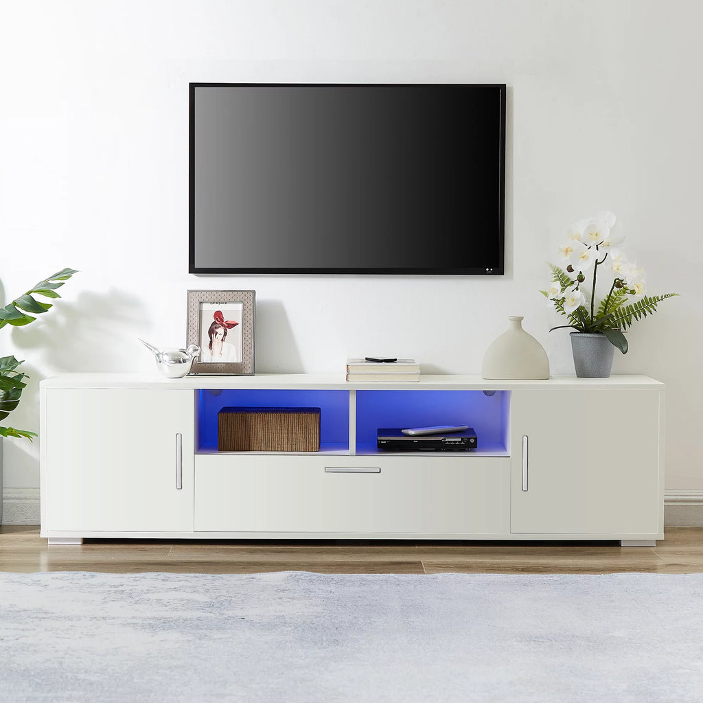 High Glossy TV Stand Cabinet with 3 Doors and Open Shelf X591939
