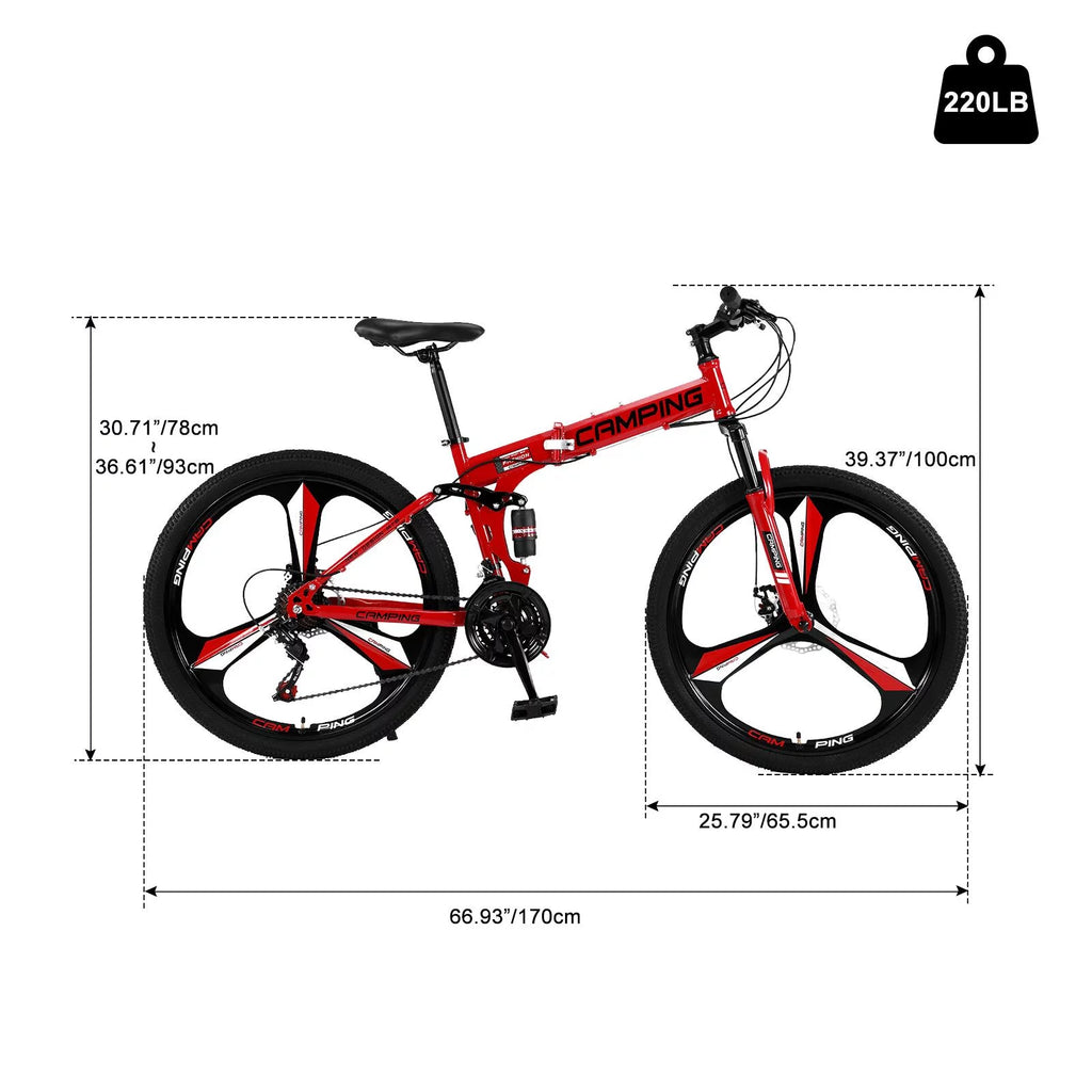 Folding Mountain Bike 21 Speed Black M8194