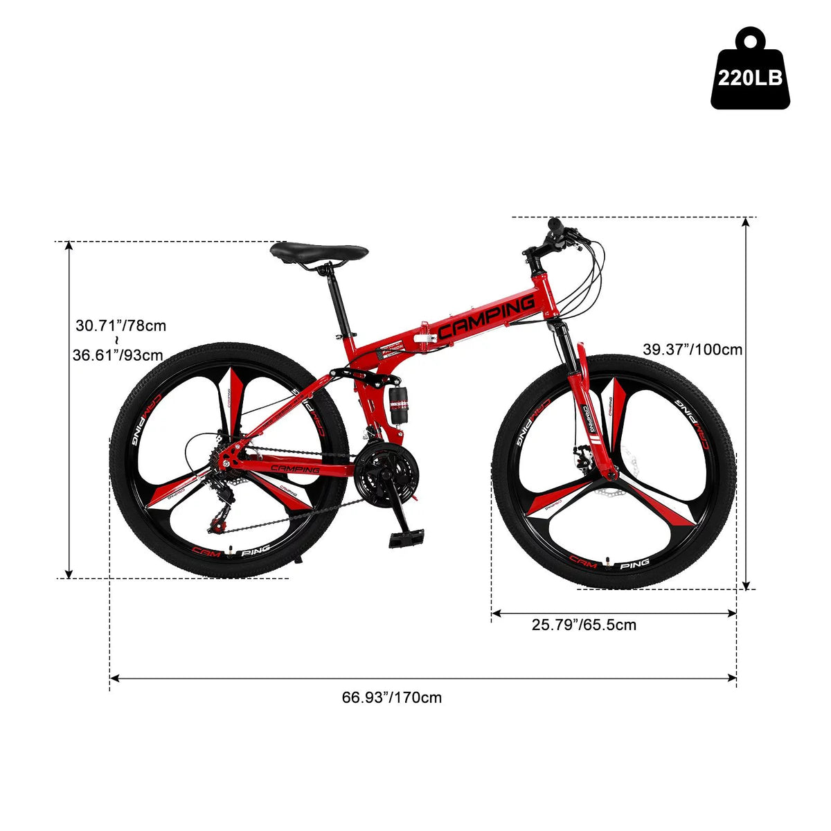 Folding Mountain Bike 21 Speed Black M8194