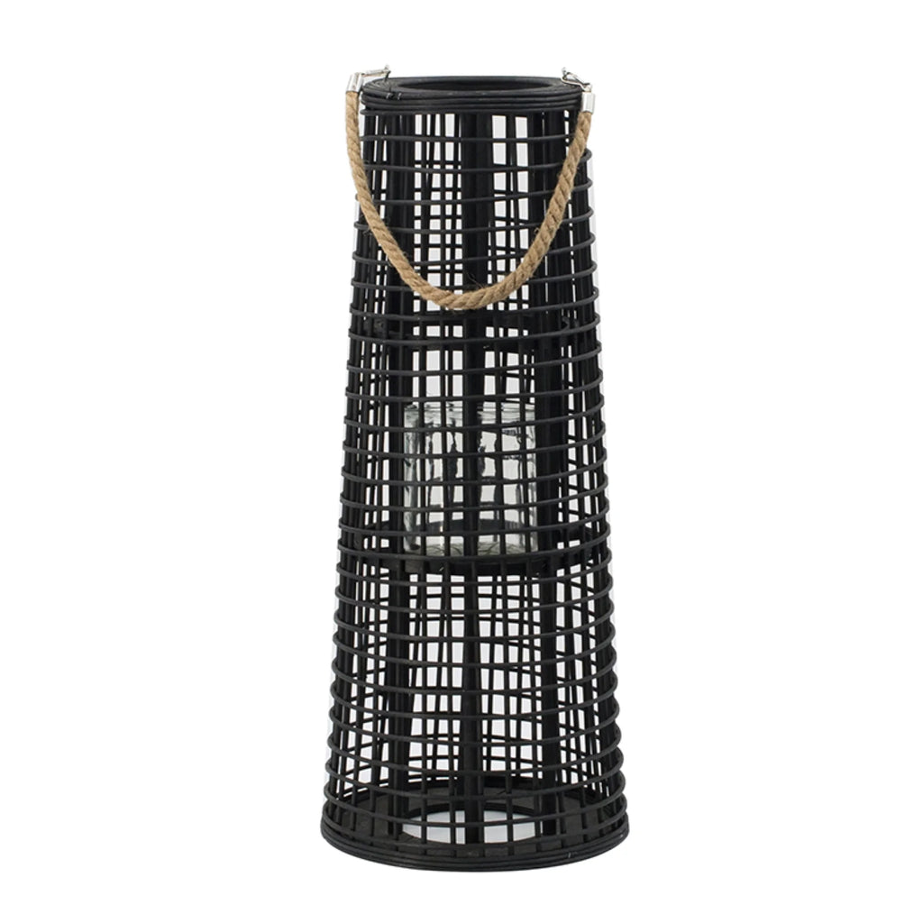 Black Tapered Candle Lantern with Handle L9917