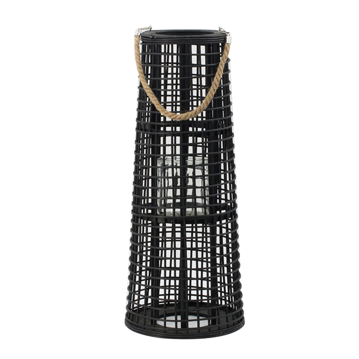Black Tapered Candle Lantern with Handle L9917