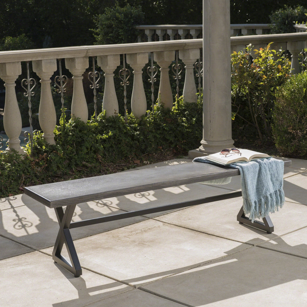 Gray Outdoor Aluminum Dining Bench A6508