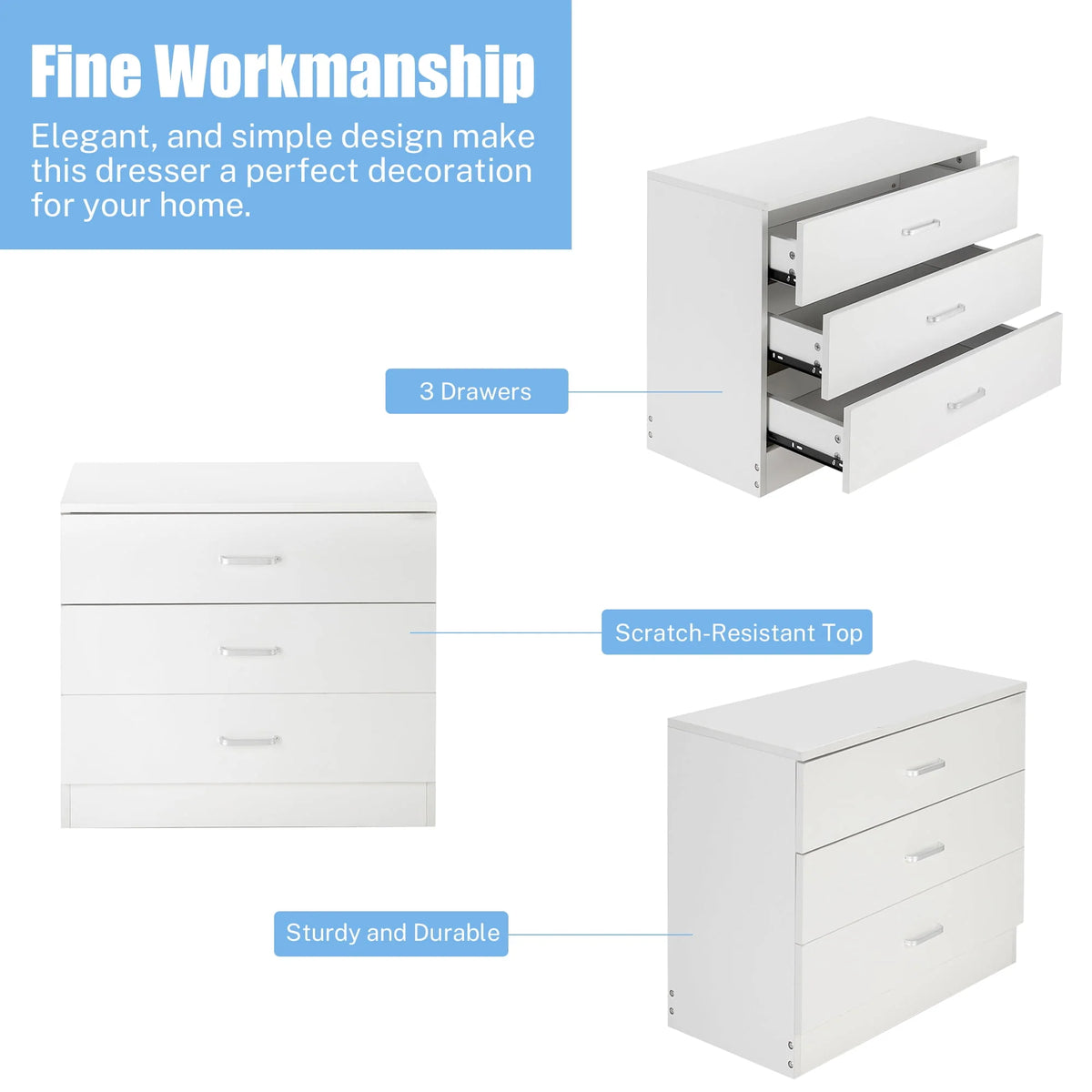 Black 4 Drawer Wood Dresser O847