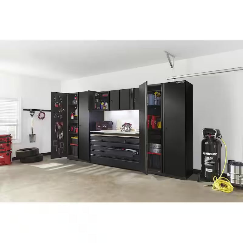 7-Piece Heavy Duty Welded Steel Garage Storage System in Black E975