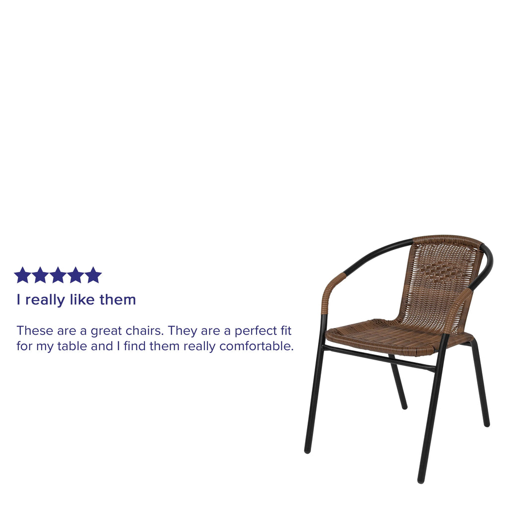 2 Pack Black Rattan Stack Chair G188450