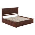 King Wood Platform Bed with Footboard and Storage Drawers in Walnut S335014