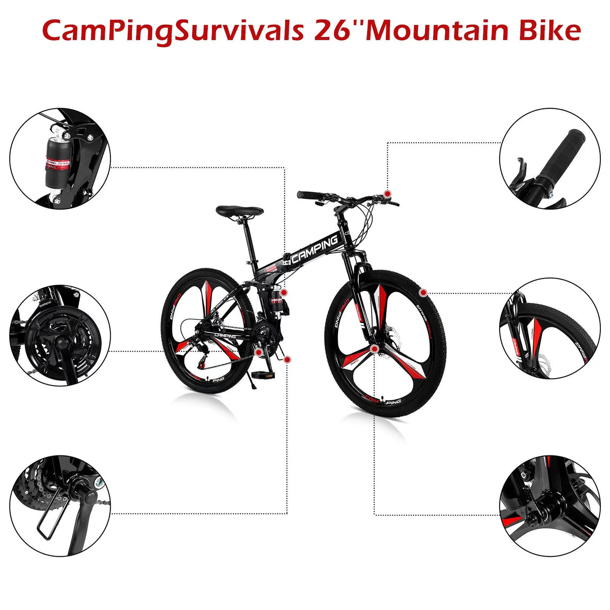 Folding Mountain Bike 21 Speed Black M8194