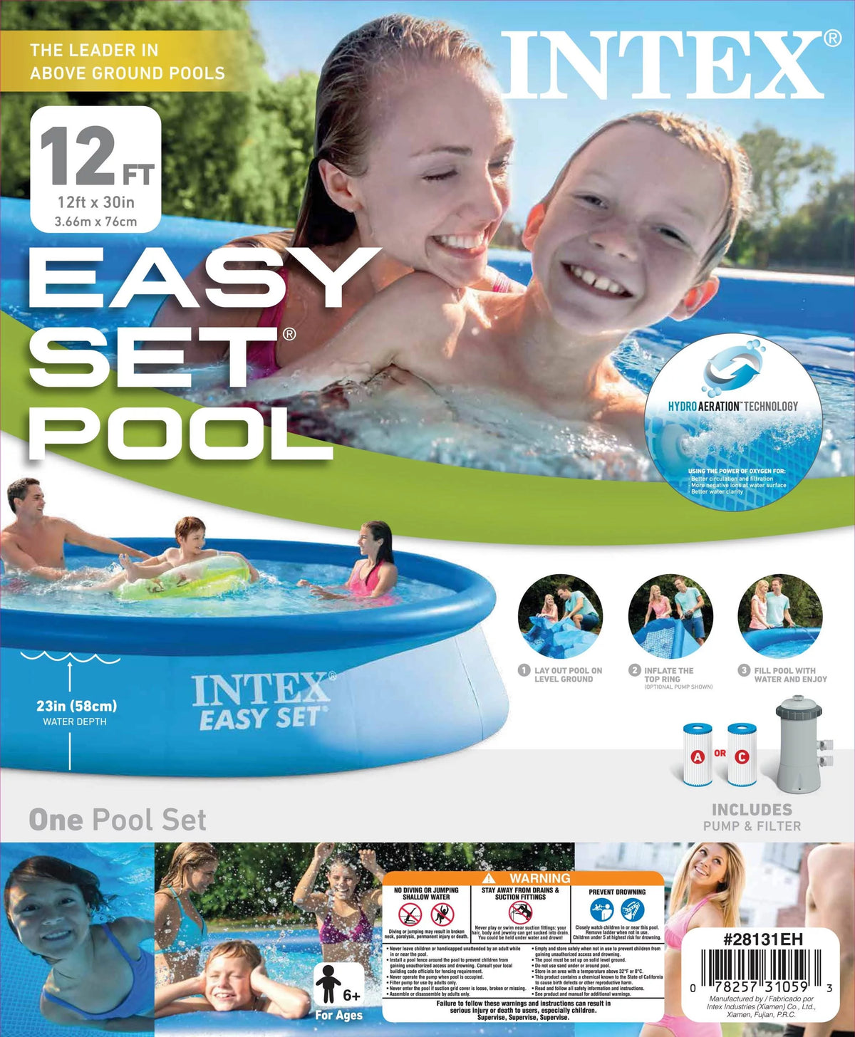 12' x 30 Above Ground Swimming Pool with Filter Pump K196606