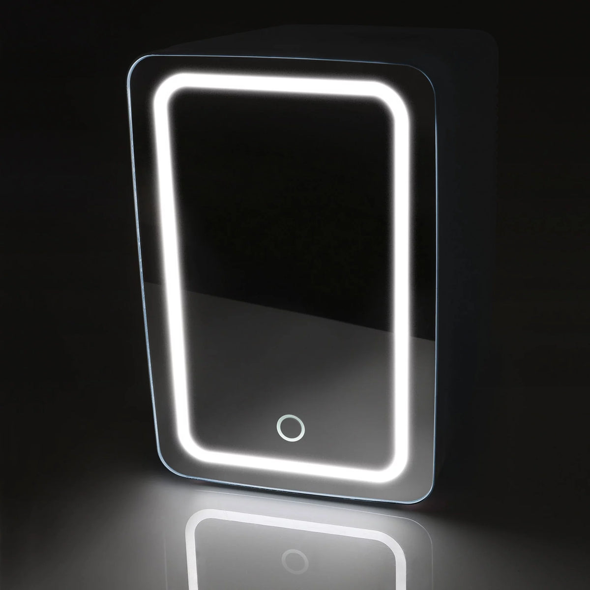 6 Can LED Lighted Mini Fridge with Mirror Door E1158