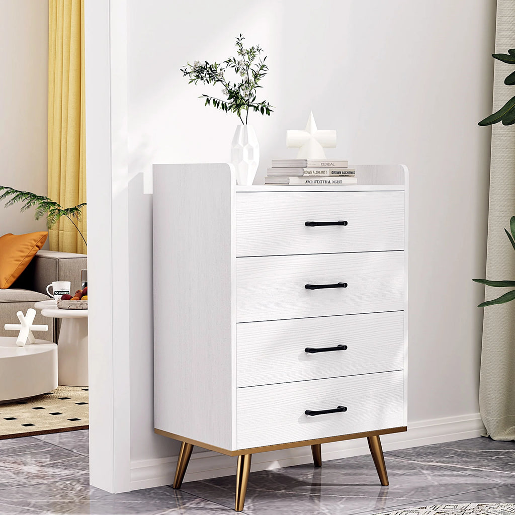 White 4 Drawer Wood Dresser L9030