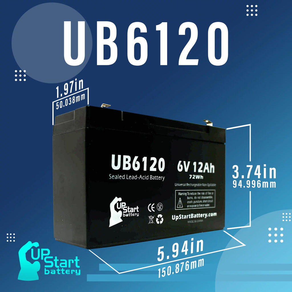 6V 12Ah Sealed Lead Acid Battery with F1 to F2 Terminal Adapters Q94241