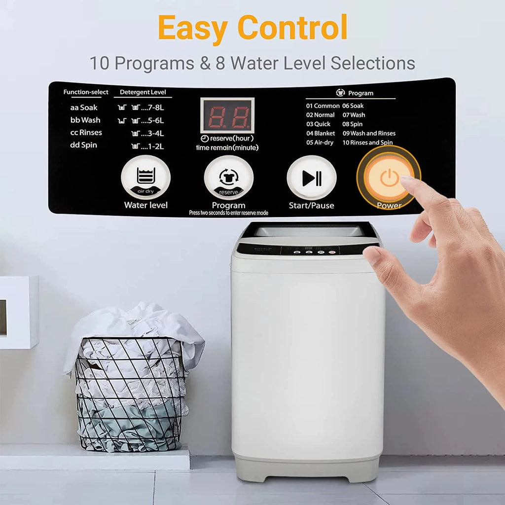 13lbs 1.32cu.ft Compact Automatic Washing Machine with Drain Pump H19828