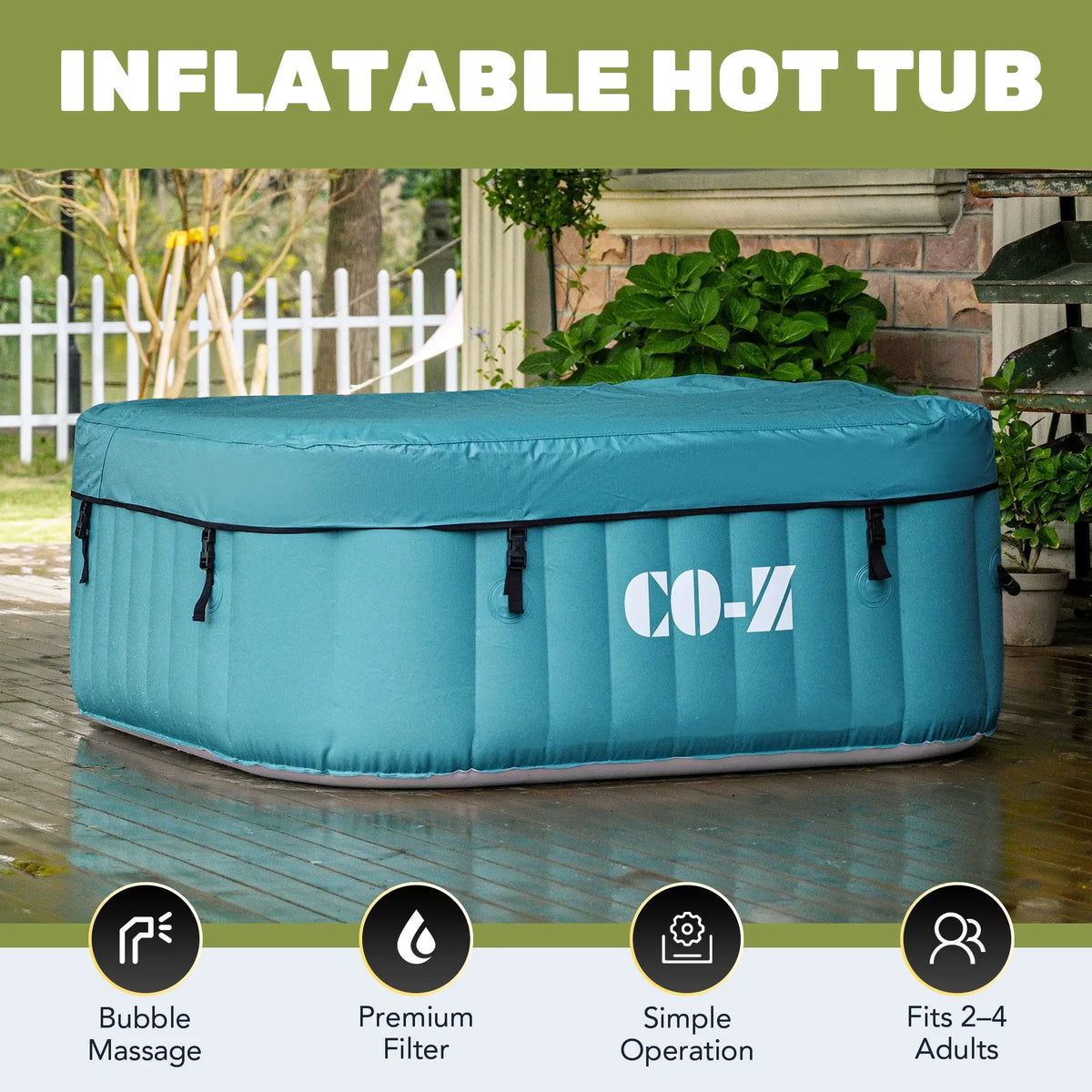 4 Person Inflatable Hot Tub Pool with Massage Jets A531