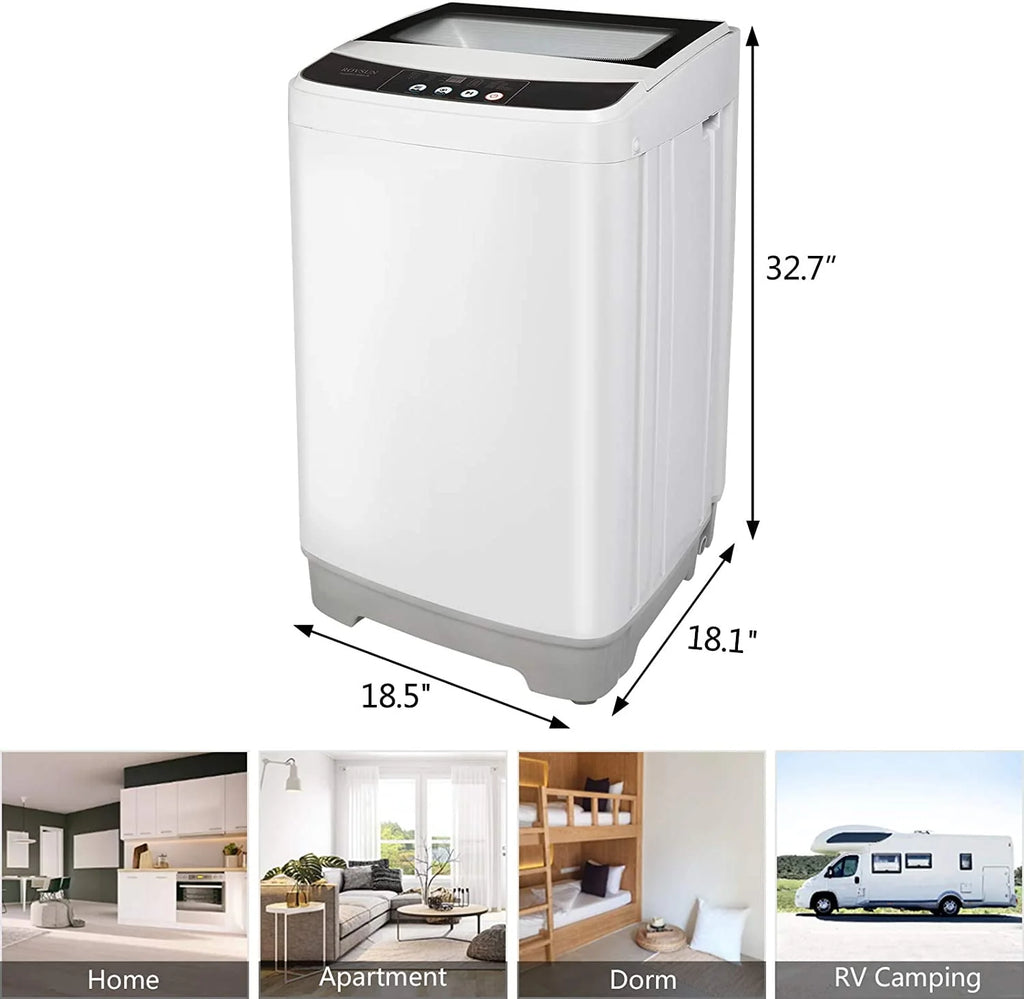 13lbs 1.32cu.ft Compact Automatic Washing Machine with Drain Pump H19828