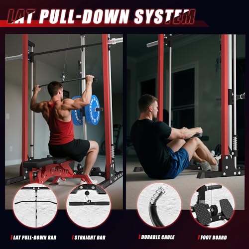 Compact Smith Machine Home Gym with LAT Pulldown A230