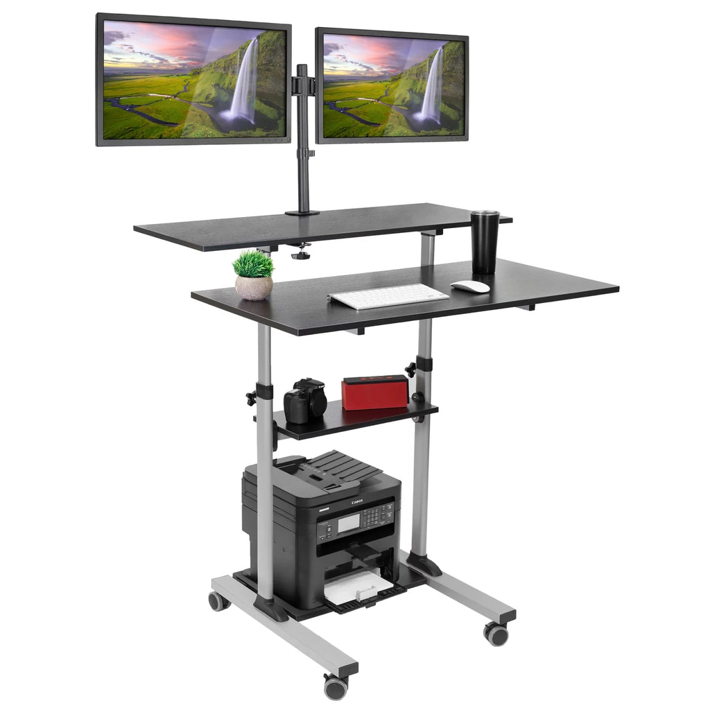 Height Adjustable Standing Desk with Dual Monitor Mount D803