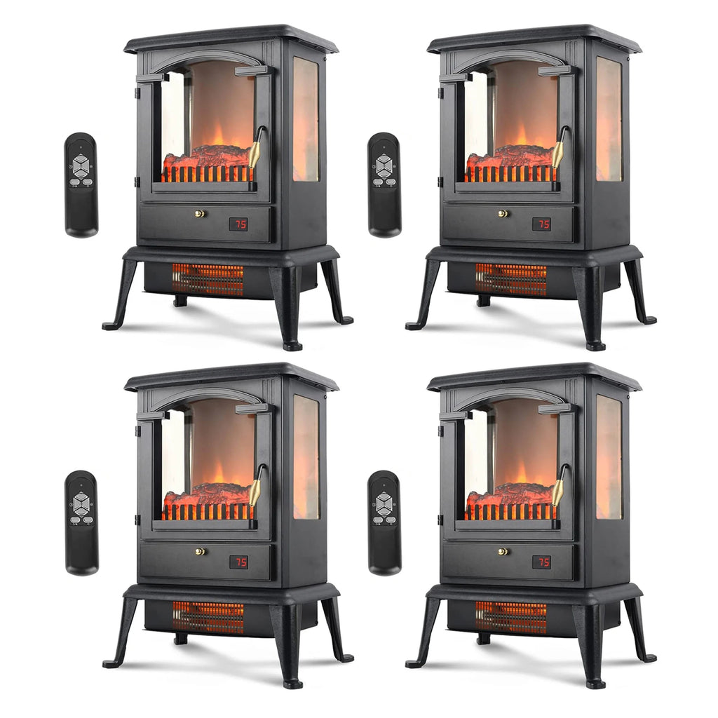 Freestanding Electric Fireplace Heater Stove with Remote 4 Pack S336