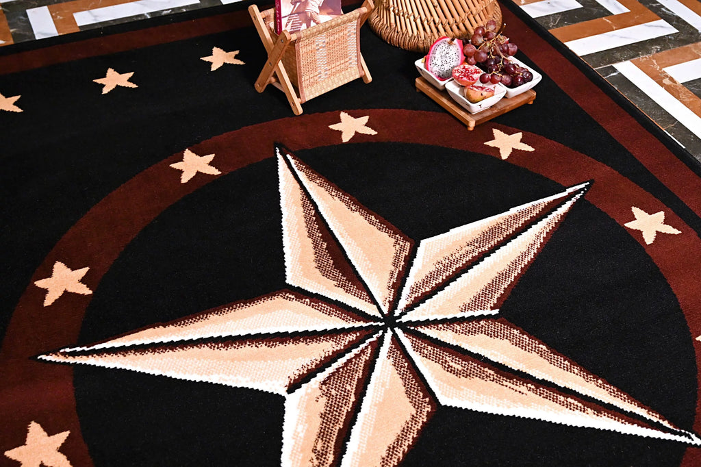 Black 2 ft. x 8 ft. Western Star Area Rug V630628