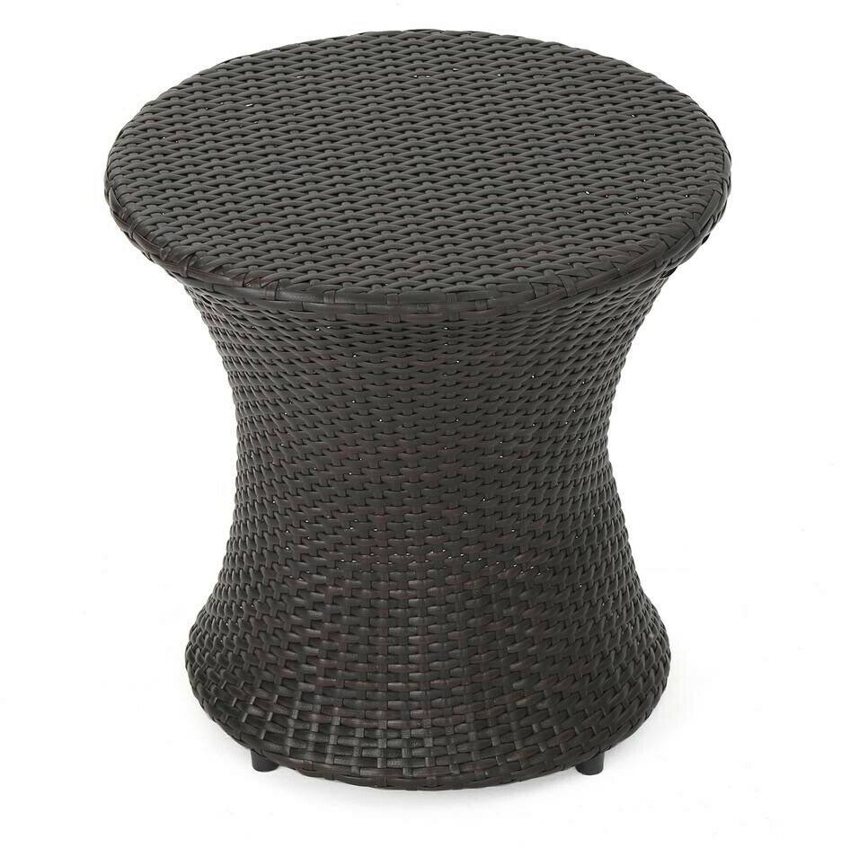 Multi-Brown Round Wicker Outdoor Accent Table E14003