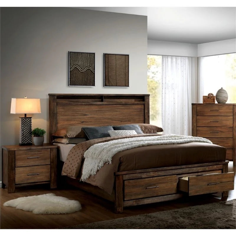 Antique Oak Solid Wood Bedroom Set Cal King S89537