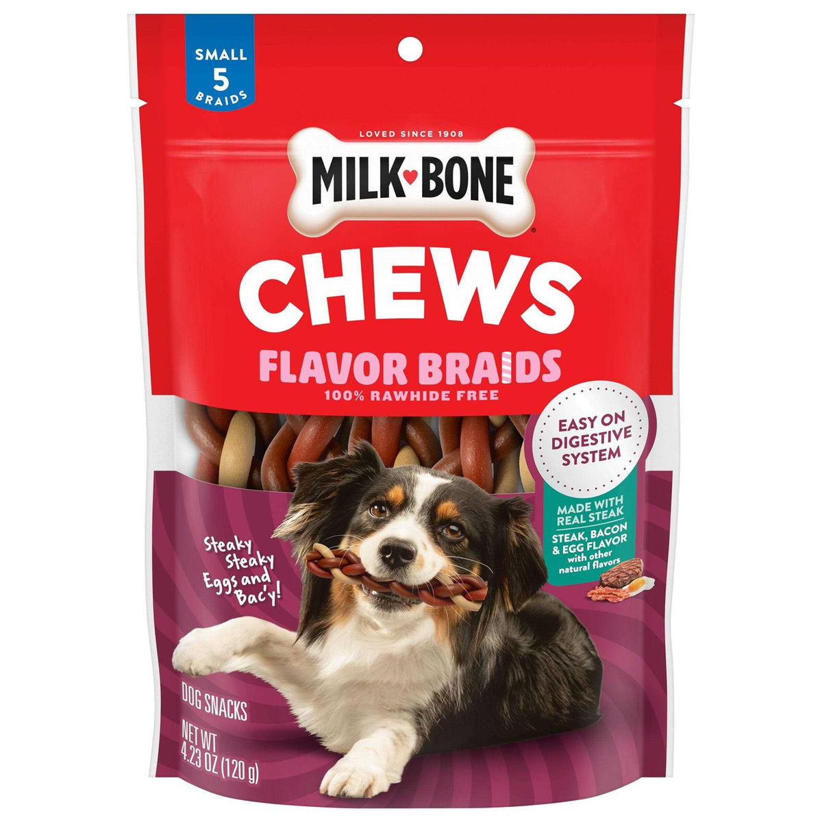 Steaky Eggs & Bacy Flavor Braids Dog Chews U50620